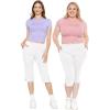 imageSTRETCH IS COMFORT Womens and Plus Size Cotton Straight Leg Cropped Pants with Pockets  Soft and Casual  S5XLWhite