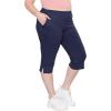 imageSTRETCH IS COMFORT Womens and Plus Size Cotton Straight Leg Cropped Pants with Pockets  Soft and Casual  S5XLNavy Blue