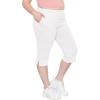 imageSTRETCH IS COMFORT Womens and Plus Size Cotton Straight Leg Cropped Pants with Pockets  Soft and Casual  S5XLWhite