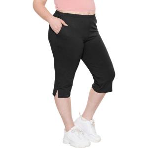imageSTRETCH IS COMFORT Womens and Plus Size Cotton Straight Leg Cropped Pants with Pockets  Soft and Casual  S5XLBlack
