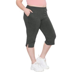 imageSTRETCH IS COMFORT Womens and Plus Size Cotton Straight Leg Cropped Pants with Pockets  Soft and Casual  S5XLCharcoal Gray