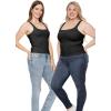 imageSTRETCH IS COMFORT Womens and Plus Double Layered Crop Mid Length Tank Top  Everyday Compression Shapewear  S5XLBlack