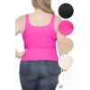 imageSTRETCH IS COMFORT Womens and Plus Double Layered Crop Mid Length Tank Top  Everyday Compression Shapewear  S5XLBright Pink