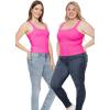 imageSTRETCH IS COMFORT Womens and Plus Double Layered Crop Mid Length Tank Top  Everyday Compression Shapewear  S5XLBright Pink