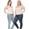imageSTRETCH IS COMFORT Womens and Plus Double Layered Crop Mid Length Tank Top  Everyday Compression Shapewear  S5XLCream