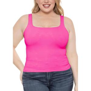 imageSTRETCH IS COMFORT Womens and Plus Double Layered Crop Mid Length Tank Top  Everyday Compression Shapewear  S5XLBright Pink
