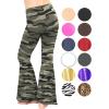 imageSTRETCH IS COMFORT Girls Stretch Bell Bottoms Flare Pants Little  Big Kid Ruffle Bootcut Leggings  Sizes 214Green Camo