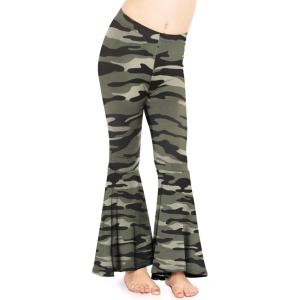 imageSTRETCH IS COMFORT Girls Stretch Bell Bottoms Flare Pants Little  Big Kid Ruffle Bootcut Leggings  Sizes 214Green Camo