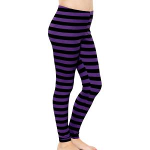 imageSTRETCH IS COMFORT Oh So Soft Youth Girls Prints LeggingsBlack and Purple Stripes