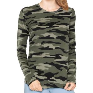 imageSTRETCH IS COMFORT Womens and Plus Oh So Soft Long Sleeve Crew Neck Top  Small  3XGreen Camo