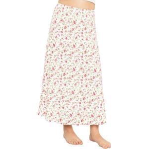 imageSTRETCH IS COMFORT Youth Girls Flowy ALine Skirt Knee Length and Ankle Length  Kids  Sizes 416Pink Rose Vine