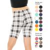 imageSTRETCH IS COMFORT Girls Cotton Biker Shorts and Cartwheel Shorts  Two Lengths to Choose from  Size 414Black White Plaid