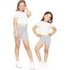 imageSTRETCH IS COMFORT Girls Cotton Biker Shorts and Cartwheel Shorts  Two Lengths to Choose from  Size 414Heather Gray