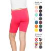 imageSTRETCH IS COMFORT Girls Cotton Biker Shorts and Cartwheel Shorts  Two Lengths to Choose from  Size 414Hot Pink