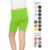 imageSTRETCH IS COMFORT Girls Cotton Biker Shorts and Cartwheel Shorts  Two Lengths to Choose from  Size 414Lime Green