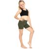 imageSTRETCH IS COMFORT Girls Cotton Biker Shorts and Cartwheel Shorts  Two Lengths to Choose from  Size 414Olive Green