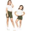 imageSTRETCH IS COMFORT Girls Cotton Biker Shorts and Cartwheel Shorts  Two Lengths to Choose from  Size 414Olive Green