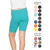 imageSTRETCH IS COMFORT Girls Cotton Biker Shorts and Cartwheel Shorts  Two Lengths to Choose from  Size 414Turquoise