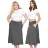imageSTRETCH IS COMFORT Womens and Plus Knee Length and MIDI ALine Skirt wPocketsCharcoal Midi