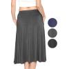 imageSTRETCH IS COMFORT Womens and Plus Knee Length and MIDI ALine Skirt wPocketsCharcoal Midi
