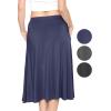imageSTRETCH IS COMFORT Womens and Plus Knee Length and MIDI ALine Skirt wPocketsNavy Blue Midi