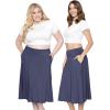 imageSTRETCH IS COMFORT Womens and Plus Knee Length and MIDI ALine Skirt wPocketsNavy Blue Midi