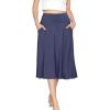 imageSTRETCH IS COMFORT Womens and Plus Knee Length and MIDI ALine Skirt wPocketsNavy Blue Midi