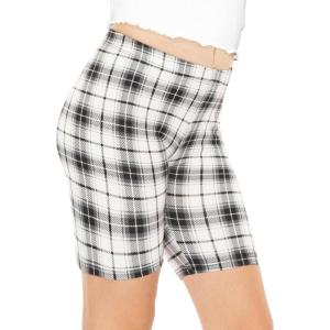 imageSTRETCH IS COMFORT Girls Cotton Biker Shorts and Cartwheel Shorts  Two Lengths to Choose from  Size 414Black White Plaid
