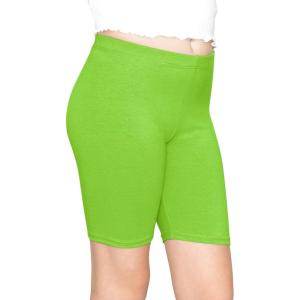 imageSTRETCH IS COMFORT Girls Cotton Biker Shorts and Cartwheel Shorts  Two Lengths to Choose from  Size 414Lime Green