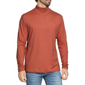 imageSTRETCH IS COMFORT Mens Oh So Soft Mock Neck Long Sleeve Shirt Perfect for Casual Wear Stylish Classic Fit  Small5XRust