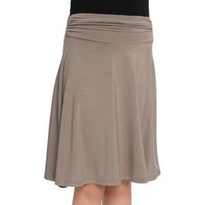 imageSTRETCH IS COMFORT Premium Stretch Youth Girls Knee Length Flowy Ruched Waistband SkirtMocha