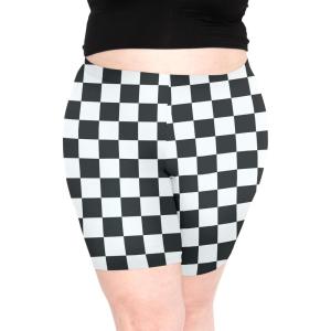 imageSTRETCH IS COMFORT Womens Plus Size Cotton Biker Shorts  Cotton  XLarge  7XCheckered Black and White