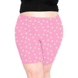 imageSTRETCH IS COMFORT Womens Plus Size Cotton Biker Shorts  Cotton  XLarge  7XPink Daisies