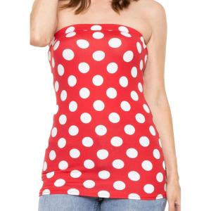 imageSTRETCH IS COMFORT Womens ampamp Plus Mid and Long Length Tube Top  X Small  5XRed White Polkadot