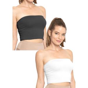 imageSTRETCH IS COMFORT Womens Regular and Plus Size Crop Tube Top  Sizes Small  5XBlack and White
