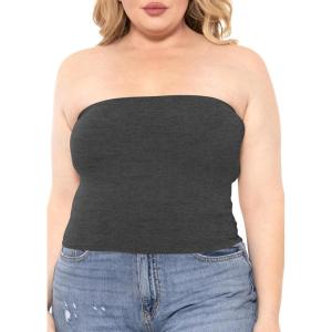 imageSTRETCH IS COMFORT Womens Regular and Plus Size Crop Tube Top  Sizes Small  5XCharcoal Grey