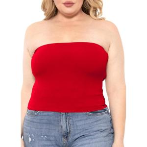 imageSTRETCH IS COMFORT Womens Regular and Plus Size Crop Tube Top  Sizes Small  5XRed
