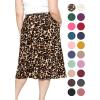imageSTRETCH IS COMFORT Womens and Plus Knee Length and MIDI ALine Skirt wPocketsBrown Leopard
