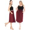 imageSTRETCH IS COMFORT Womens and Plus Size Casual Ruched Below Knee Length Midi Skirt with PocketsBurgundy