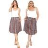 imageSTRETCH IS COMFORT Womens and Plus Size Scoop Hem Flare Mid Length Skirt with Pockets  S5XBoho Natural Floral