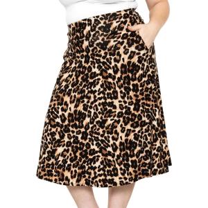 imageSTRETCH IS COMFORT Womens and Plus Knee Length and MIDI ALine Skirt wPocketsBrown Leopard