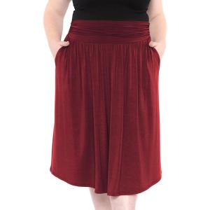 imageSTRETCH IS COMFORT Womens and Plus Size Casual Ruched Below Knee Length Midi Skirt with PocketsBurgundy