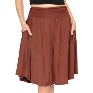 imageSTRETCH IS COMFORT Womens and Plus Size Scoop Hem Flare Mid Length Skirt with Pockets  S5XAlmond