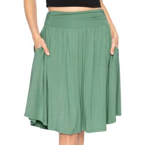 imageSTRETCH IS COMFORT Womens and Plus Size Scoop Hem Flare Mid Length Skirt with Pockets  S5XGrass Green