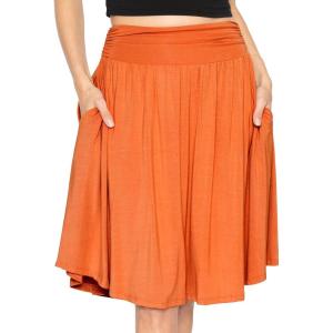 imageSTRETCH IS COMFORT Womens and Plus Size Scoop Hem Flare Mid Length Skirt with Pockets  S5XOrange