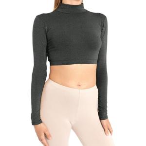 imageWomens Long Sleeve Mock Neck Sports Crop Top  XSmall  3X