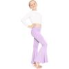 imageSTRETCH IS COMFORT Girls Stretch Bell Bottoms Flare Pants Little  Big Kid Ruffle Bootcut Leggings  Sizes 214Lavender