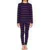 imageSTRETCH IS COMFORT Oh So Soft Youth Girls Long or Short Sleeve Crew and Leggings Set Includes Top and BottomBlack and Purple Stripes