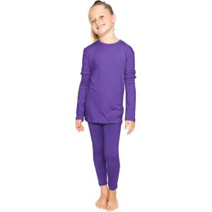 imageSTRETCH IS COMFORT Oh So Soft Youth Girls Long or Short Sleeve Crew and Leggings Set Includes Top and BottomPurple