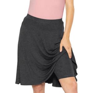 imageSTRETCH IS COMFORT Womens and Plus ALine Knee Length Skirt wBuiltin Shorts  Soft Lightweight Modest Fit  S5XCharcoal Gray